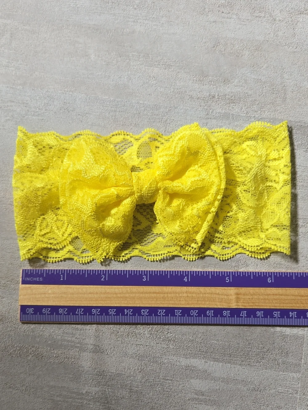 Baby Girl Yellow Lace Stretch Bow Headband Floral Toddler Hair Band Accessory